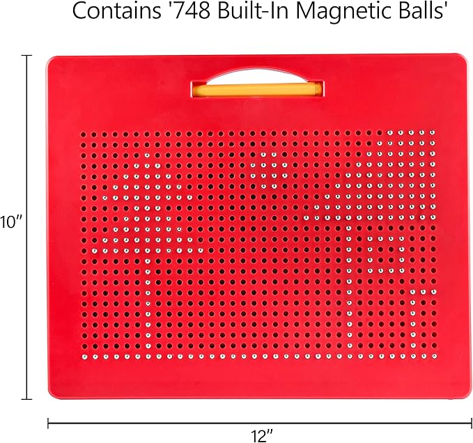 Playmags Magnetic Drawing Board, Large Writing Tablet for Kids & Toddlers, Magnet Beads w/Drawing Stylus, (12" x 10") - STEM Educational Activities for Boys & Girls Ages 4-8
