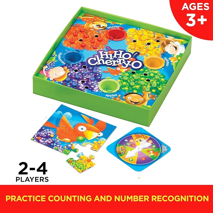 Hasbro Gaming Hi Ho Cherry-O Board Game for 2 to 4 Players Kids Ages 3 and Up (Amazon Exclusive)