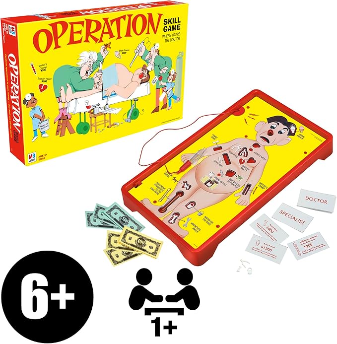 Operation Electronic Board Game, Family Games for Kids Ages 6+, Kids Board Games for 1+ Players, Funny Games for Kids, Kids Gifts (Amazon Exclusive)