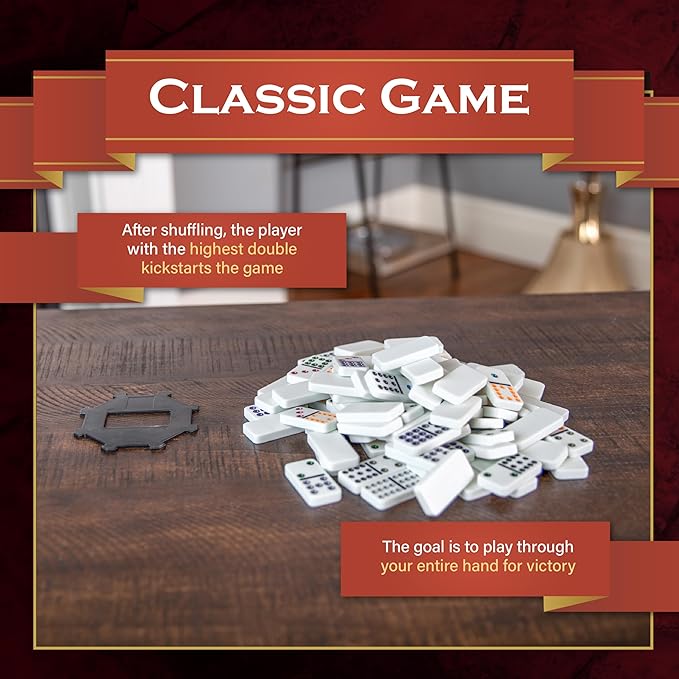 Family Traditions Double 12 Dominoes Tin, Crystalline Dominoes