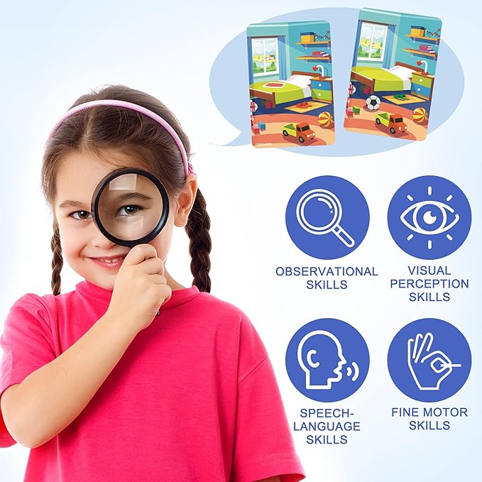 LotFancy Matching Game, Spot The Differences, Card Game for Kids, Fun Picture Puzzle Activity Cards for Family Game Night and Travel Games, Ages 2-9