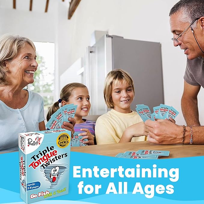 Really?! Fun Card Games with Tongue Twisters for Family Game Night, Educational Card Games for Kids 8-12, Travel Games and Unique Gifts for Teens and Adults, Homeschool
