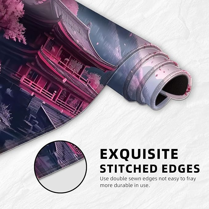 for MTG Playmat with Storage Bags, Card Playmat for TCG Card Playing Game,Rollable & Foldable for PTCG and Board Game Mat for Cards,Non-Slip Temple Cherry Tree Desk Mat for Home Office