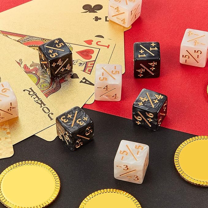 24 Pieces MTG Counters Dice +1/+1 Buff Tokens Black Plus 1 Counter Magic Dice Set for MTG D6 TCG Cards Gaming Accessories