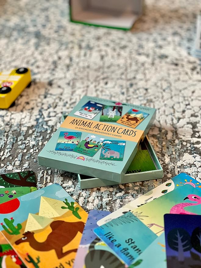 Creative Mango. Animal Action Cards. 25 Engaging Cards. Card Game for Toddlers. Active Toddler Game. 4"x6".