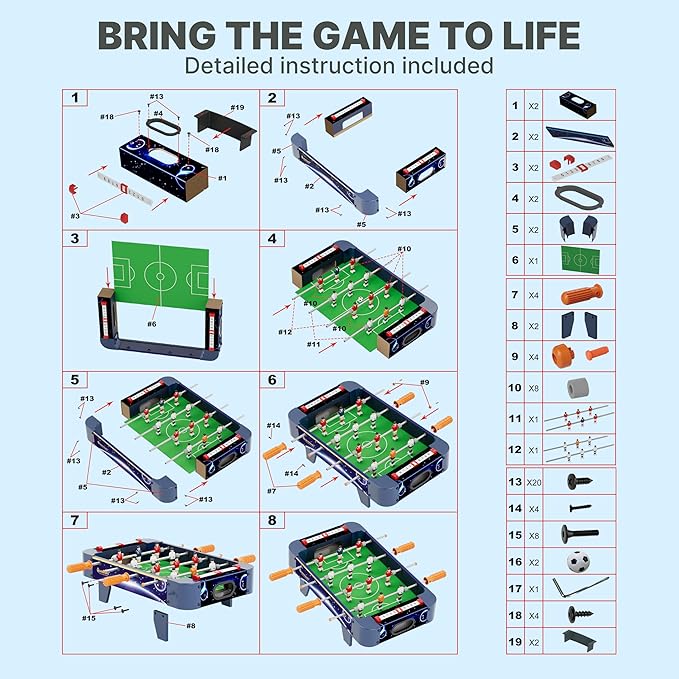 Mini Foosball Table for All Family – 21-Inch Mini Soccer Game, Mini Soccer Table Game for Family Game Nights - Simple Assembly Required
