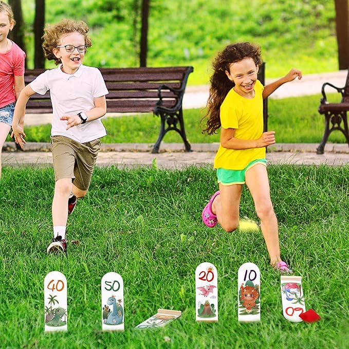 Bean Bags Kids Throwing Game Toss Game for Kids with 6 Wooden Scores Boards and 3 Bean Bags for Toddler Children Outdoor Garden Party Carnival Sports Day Toys