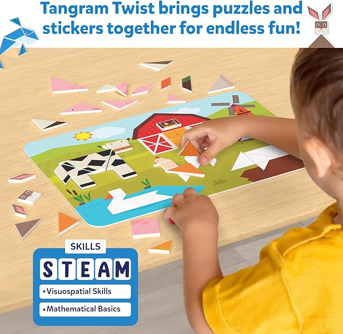 Skillmatics Tangram Sticker Puzzles - Educational Art & Craft Activity with 150+ Foam Tangram Stickers, Creative Toys & Games for Boys & Girls Ages 4, 5, 6, 7