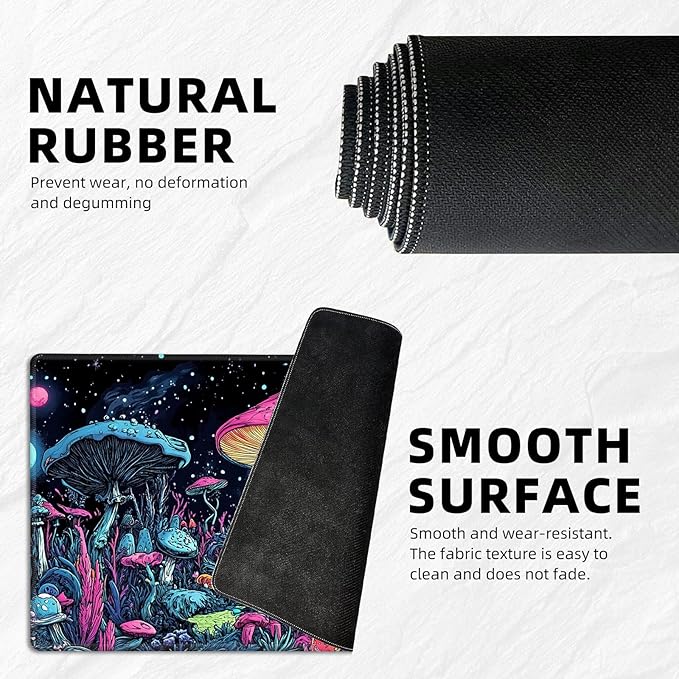 for MTG Playmat with Storage Bag, for TCG Playmat and Playing Card Mat for Magic Board Games, Non-Slip Colorful Mushroom Desk Mat, Stitched Edges Game Mat, Rollable & Foldable Card Playmat