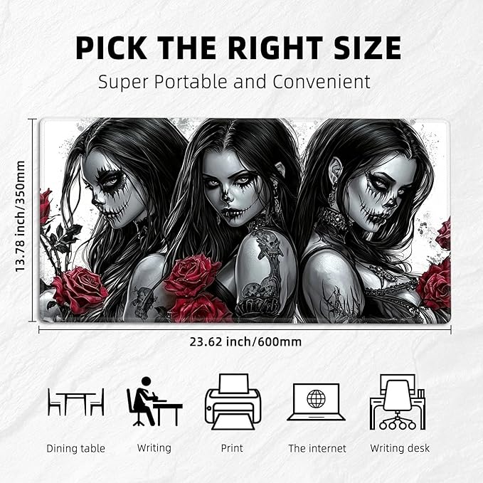 for MTG Playmat with Storage Bag, for TCG Playmat and Playing Card Mat for Magic Board Games, Non-Slip Gothic Women Desk Mat, Stitched Edges Game Mat, Rollable & Foldable Card Playmat