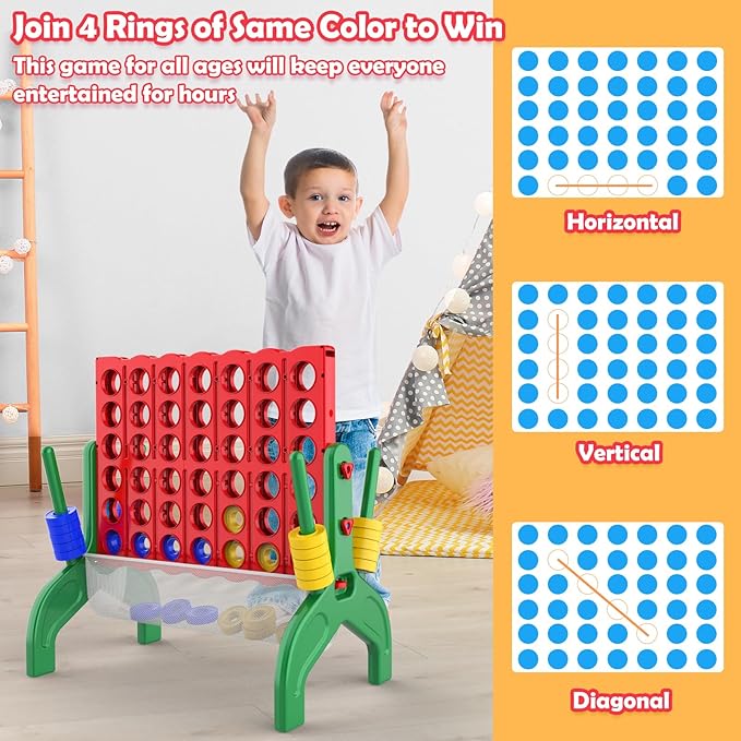 Aywewii 1.9 Feet Giant 4-to-Score Connect Game Set for Kids and Adults 4 in A Row Game Outdoor Indoor Yard Camping Party Family Games Tabletop Games