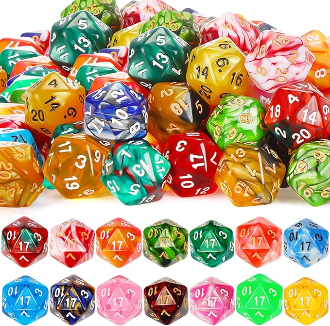 Skylety 200 Pieces Polyhedral Dice Sets with Black Pouch Compatible with RPG MTG Tabletop Role Playing Table Games Multi Colored Assortment (20 Sided Style)