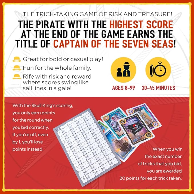 Grandpa Beck's Games Skull King - The Ultimate Pirate Trick Taking Card Game | from The Creators of Cover Your Assets | 2-8 Players Ages 8+
