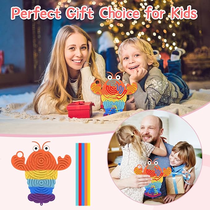 Silicone Sensory Activity Board,Double-Sided Busy Board for Fine Motor Skill,Fidget Toy for Calming, Stress, Anxiety, ADHD, Autism, Silent, No Mess, Kids 3+ & Adults(Lobster,Colorful)