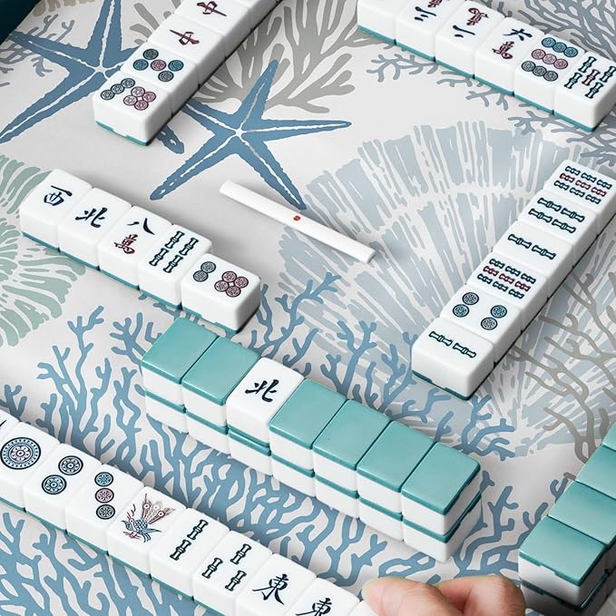 Mahjong Mat for Table - Durable Mahjong Table Cover with Unique Design, Premium Mahjong Accessories, Perfect Mahjong Gifts for Women, Game Mat for Mahjong and Board Game Enthusiasts (Coastal Breeze)