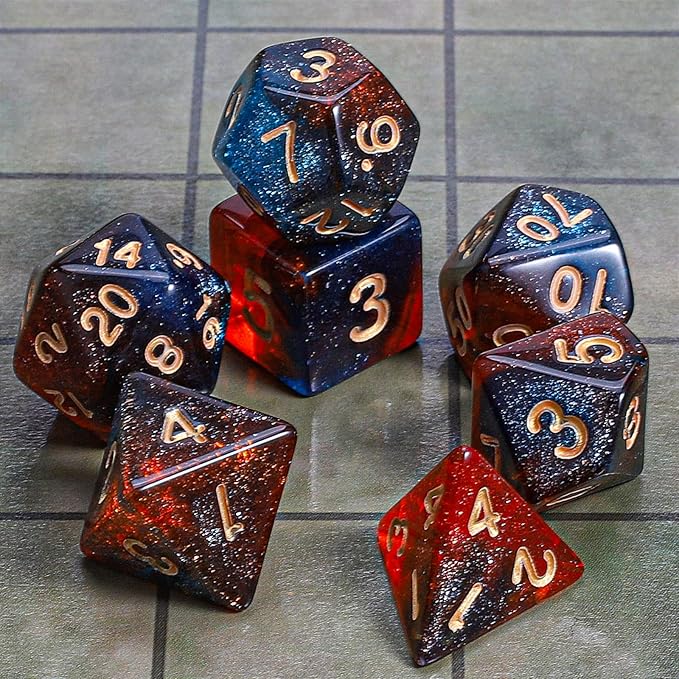 CiaraQ DND Polyhedral Dice Set with a Black Dice Bag for D&D RPG MTG Role Playing Table Games