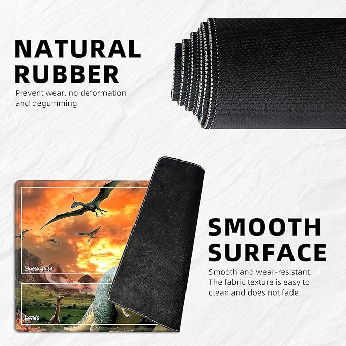 for MTG Playmat with Zones Storage Bag,for TCG Playmat and Playing Card Mat for Magic Board Games, Dinosaur Non Slip Stitched Edges Game Mat, Rollable Foldable Card Playmats