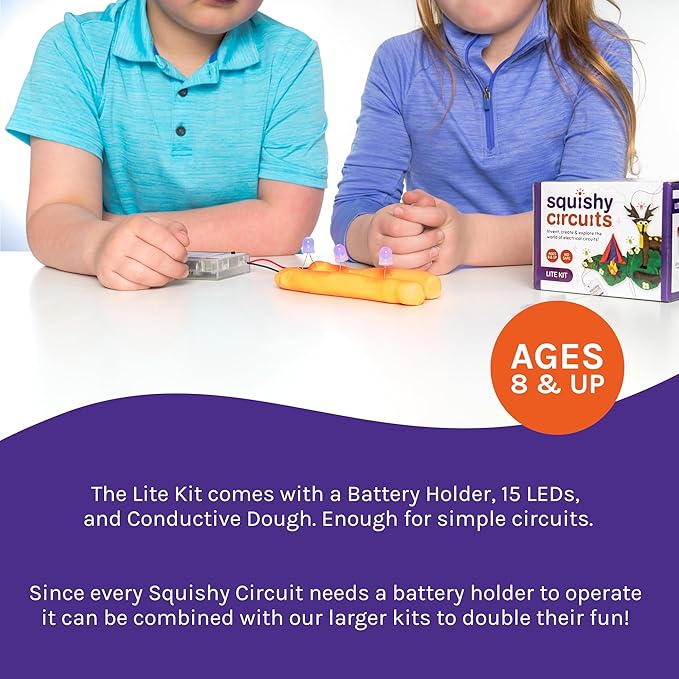 Lite Kit - Add-On Kit with an Additional Battery Holder - Explore Electrical Circuits with Play Dough - STEM Science Kits for Kids Age 8-12 - Used in Homes, Classrooms, and More!