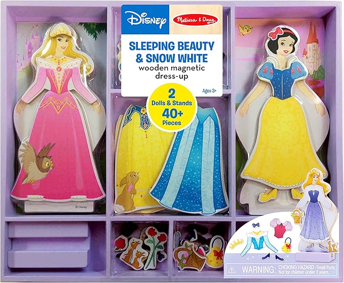 Melissa & Doug Disney Sleeping Beauty and Snow White Magnetic Dress-Up Wooden Doll Pretend Play Set (40+ pcs)