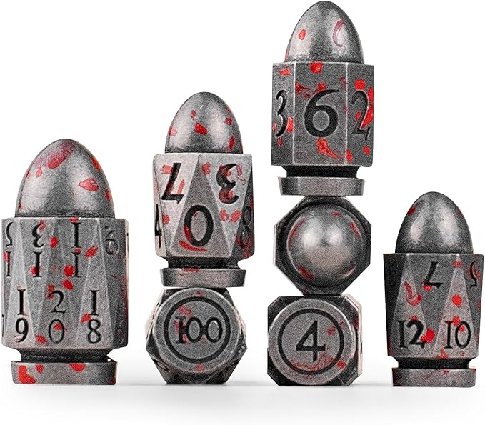 D&D Dice Set - 7PC Metal Dice, 36MM Large D20, Cyberpunk Warhammer Crime Theme (SliverBlood)
