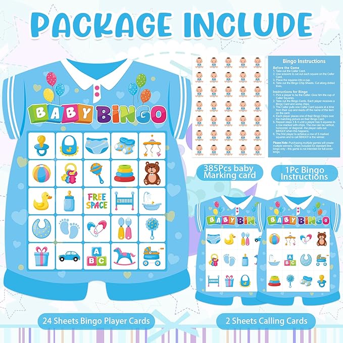 Baby Shower Bingo Game for Adults, 24 Players Baby Shower Bingo Cards Newborn Bingo Game for Family Friends Large Group Activity