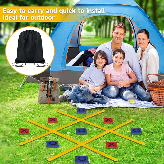 Giant Tic Tac Toe Bean Bag Toss Games for Kids Adults Family, Large Outside Lawn Yard Backyard Carnival Field Day Game, Beach Picnic Camping Birthday Party Family Reunion Games
