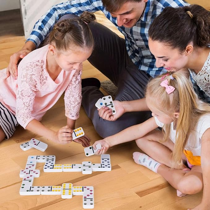 Dominos Set for Adults - Classic Game With Leather Case, Double Six, 28 Tiles, Travel Set, Party Board Game for Family Game Night, 2-4 Players Gift