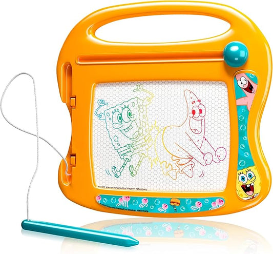Spongebob Squarepants Magnetic Board for Kids, Erasable Toddler Drawing Pad, Magic Sketcher, Sketch & Doodle Travel Toy, Orange