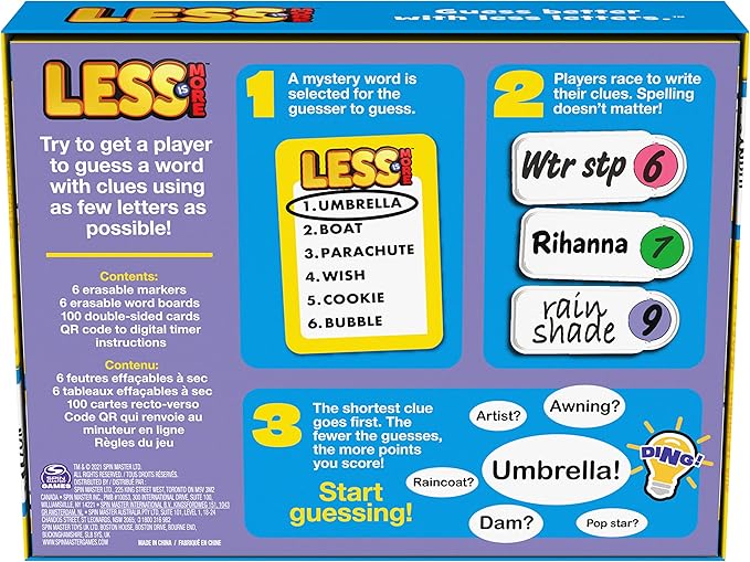 Less is More, Party Board Game Fun Word Letter Card Game Funny Gift Toy Living Room Family Game Night, for Adults, Teens, and Kids Ages 8 and up