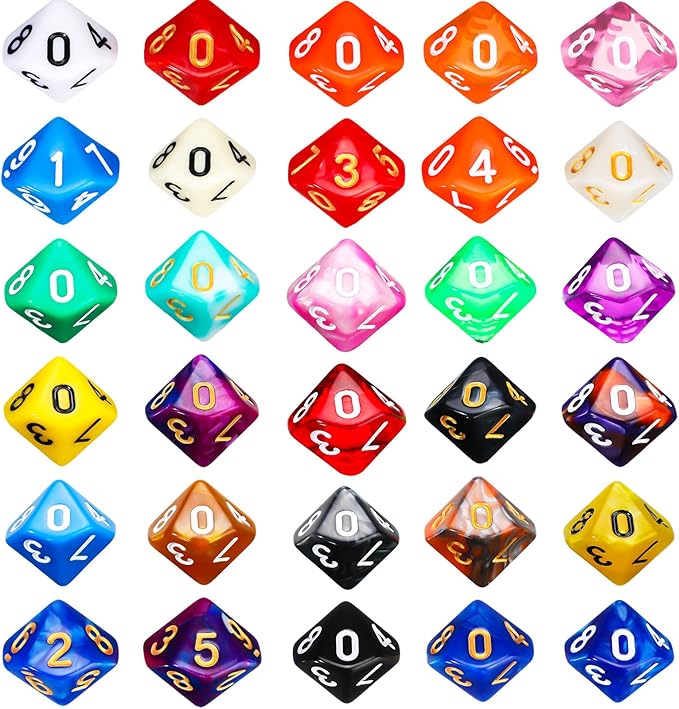 Skylety 200 Pieces Polyhedral Dice Sets with Black Pouch Compatible with RPG MTG Tabletop Role Playing Table Games Multi Colored Assortment (10 Sided Style)