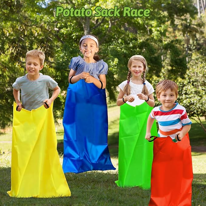 Potato Sack Race Bags, Tic Tac Toe Game, Egg Spoon Race, 3 Legged Races Bands, 39PCS Outdoor Games Sets for Birthday Party Field Day Family Reunion Carnival, Kids Adults Outside Yard Lawn Easter Game