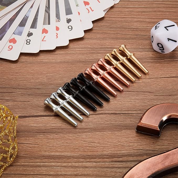 120 Pieces Metal Cribbage Pegs Crib Board Pegs 4 Colors Crib Pegs Fit 1/8 Holes with Drawstring Storage Pouch Tapered Design for Family and Friend Cribbage Traditional Board Game