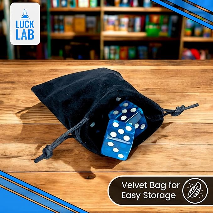 Luck Lab 10 Piece 19 mm Dice Pack - Acrylic and Translucent D6 Dice, Square w/Rounded Edge for Casino, Craps, RPG MTG DND Dice Table Games and Board Games (Light Blue)