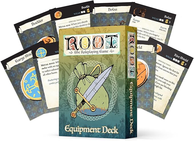 Magpie Games Root: The Roleplaying Game Equipment Deck Expansion, 55 Cards, Weapons, Equipment with Stats, Traits, Fantasy Adventure RPG Game, Adults, Teens Ages 14+, Original Art by Kyle Ferrin
