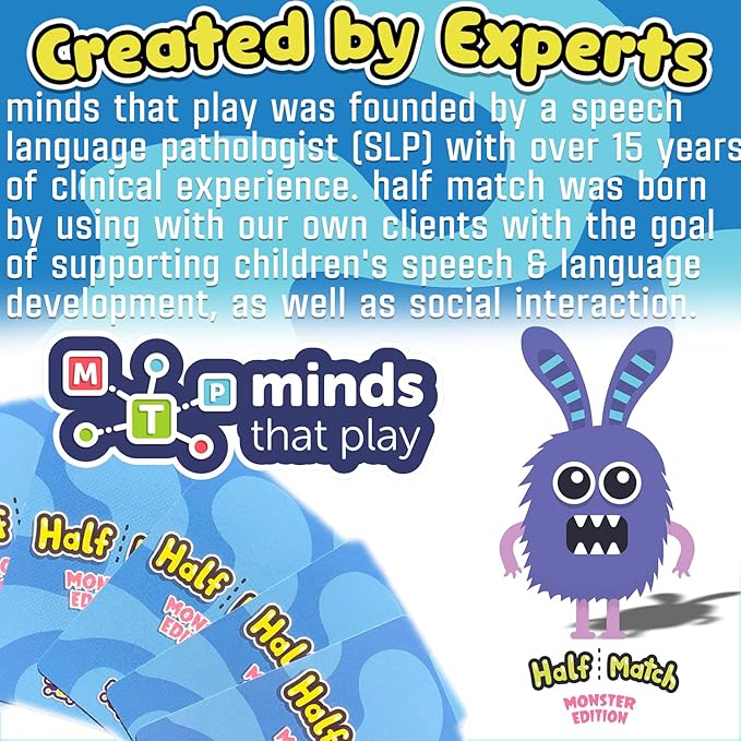 Minds That Play Monster Edition - Back to School Game for Fun Educational Matching - Memory Card Game for Kids Ages 4-5 - 6-7 - 8-9 - Perfect for Family & Children - Speech Therapy