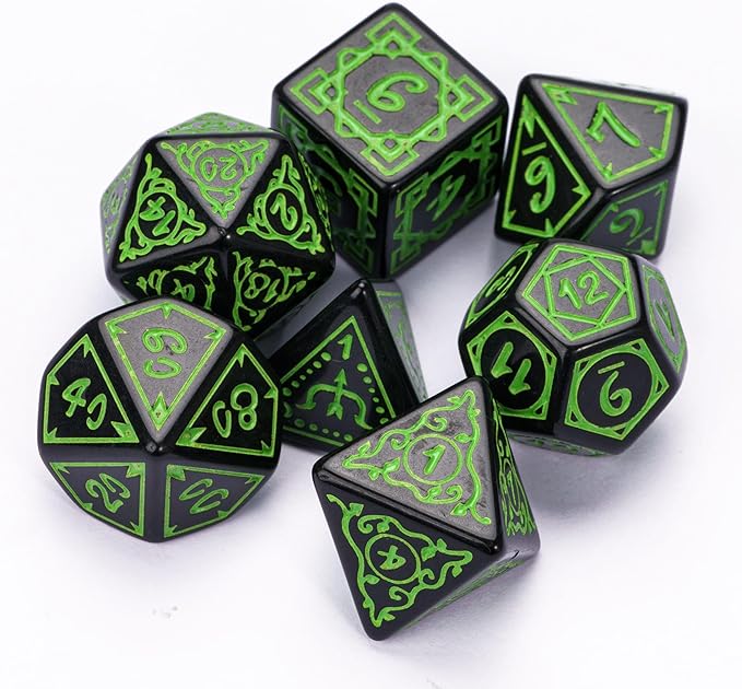 5 Sets DND Dice Druid Polyhedral Dice Set Druid(35pcs) with 1 Large Leather Bag, D&D Dice Set for Dungeons and Dragons, RPG, MTG Table Games (5Sets/35Pcs Druid Dice)
