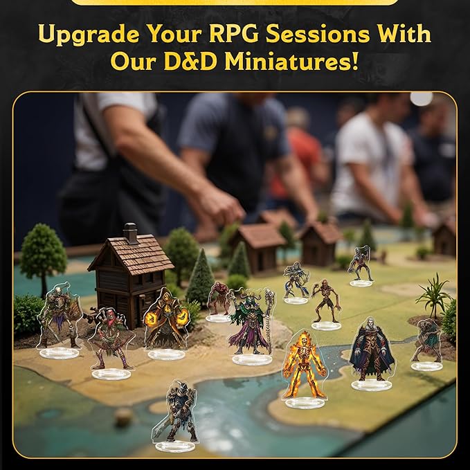 D&D Compatible Miniatures, Undead DND 2D Miniatures with Double-Sided Graphics, Durable Acrylic DND Minis, Unique Designs for Tabletop RPGs