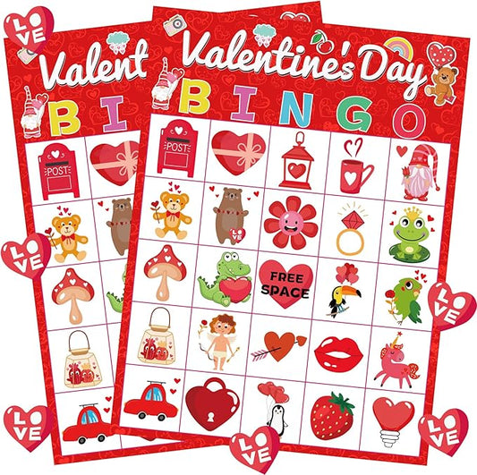 Valentine Bingo Game for Kids Galentines Games with 24 Valentine Players Cards for Adults Women Valentine Party Activities Favors Supplies
