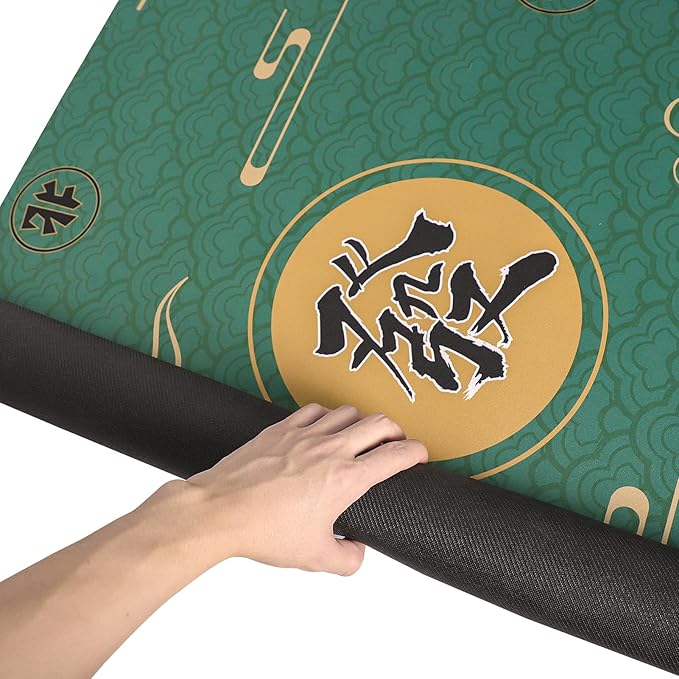 ZGME Mahjong Mat, Anti Slip & Noise Reduction Table Cover for Mahjong, Dominoes, Poker, Card, Tile and Board Games, Rubber Game Mat with Carrying Bag and 3 Dice (Green, 31.5 x31.5 Inches)