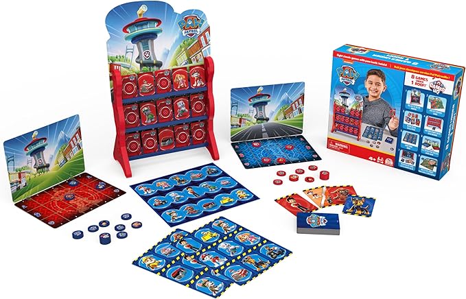 PAW Patrol, Games HQ Board Games for Kids Checkers Tic Tac Toe Memory Match Bingo Go Fish Card Games PAW Patrol Toys, for Preschoolers Ages 4 and up