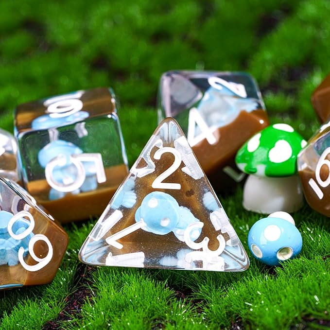 UDIXI 7PCS DND Dice Set, Polyhedral Dice Set D&D Filled with Blue Mushroom for Dungeons and Dragons Role Playing Games Tabletop Games