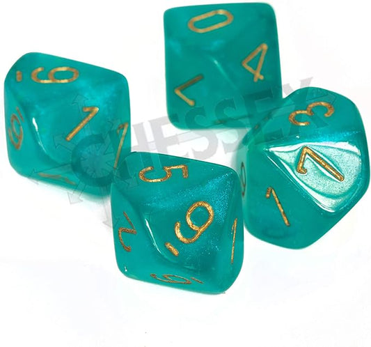 Borealis Teal/Gold Luminary Set of Ten d10s (27385)