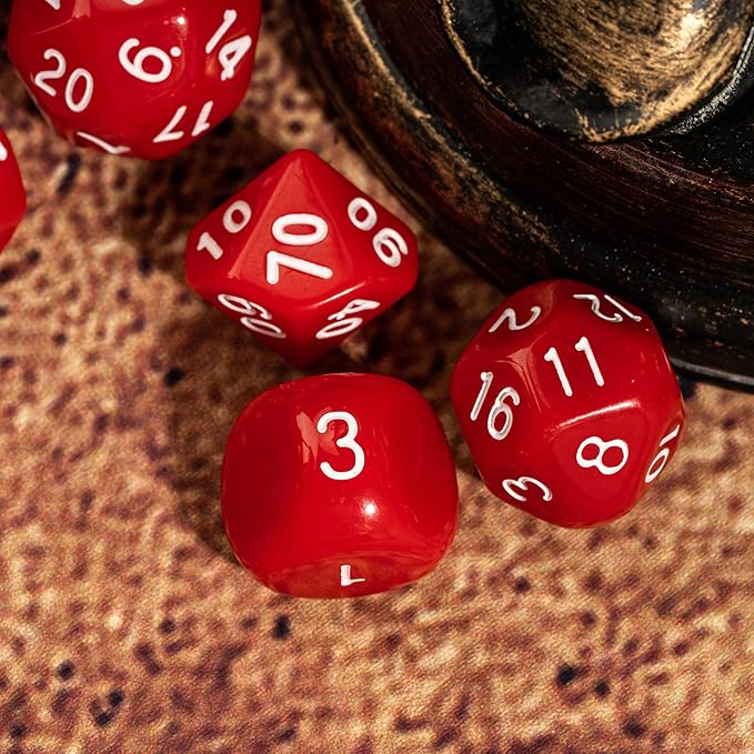 15 Pieces Complete Polyhedral DND Dice Set D3-D100 Spherical D&D Dice Set with Dragon Eye Dice Bag, D100 Dice for Dungeons and Dragons, RPG, MTG Table Games(Red w/White Numbers)