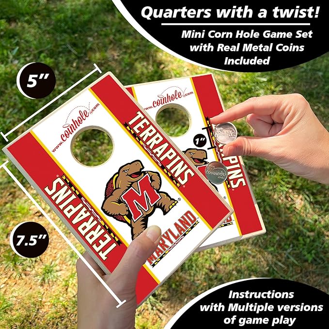 Tabletop Cornhole Game Set | Officially Licensed College Mini Football Cornhole Board Game | Includes Coins