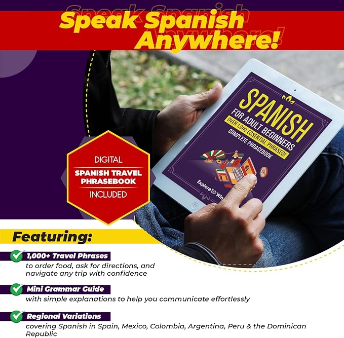 Learn Spanish Flash Cards for Adults & Kids – 3-in-1 Set: 100 Physical Flashcards + 100 Audio Files + eBook with 1,000 Phrases | Practice Common Spanish Verbs, Words & Phrases in Just 10 Minutes a Day