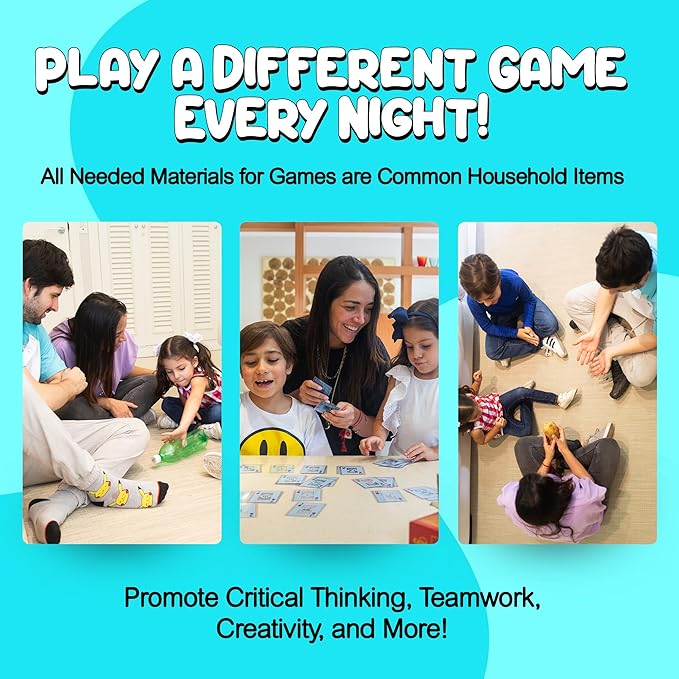Top 50 Games for Kids, Teens, & Adults - 50 in 1 Reusable Scratch Off Fun - Card Games for Families - Cool, Funny Family Game Night Gift - All Ages, 4+, 8-12, 12+