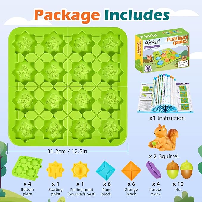 STEM Board Games Kids Brain Teasers Toys,Road Builder Logic Puzzle Games,Montessori Educational Learning Toys Birthday Gifts for Age 4-8 Year Old