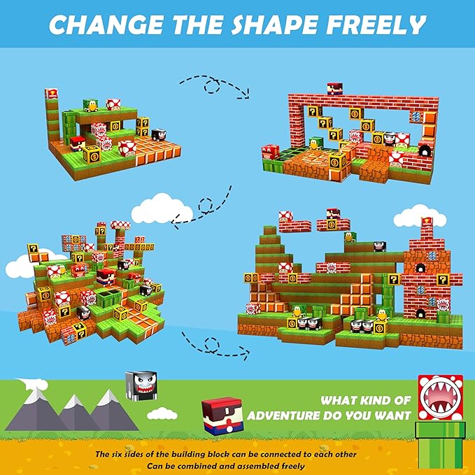 Magnetic Blocks - 200PCS Build 3D Magnet Building Toys World with Magnetic Tiles, STEM Kids Sensory Toys, Toy Magnet Building Set B-Day Gifts for Age 3 4 5 6-10 Year Old Boys Girls