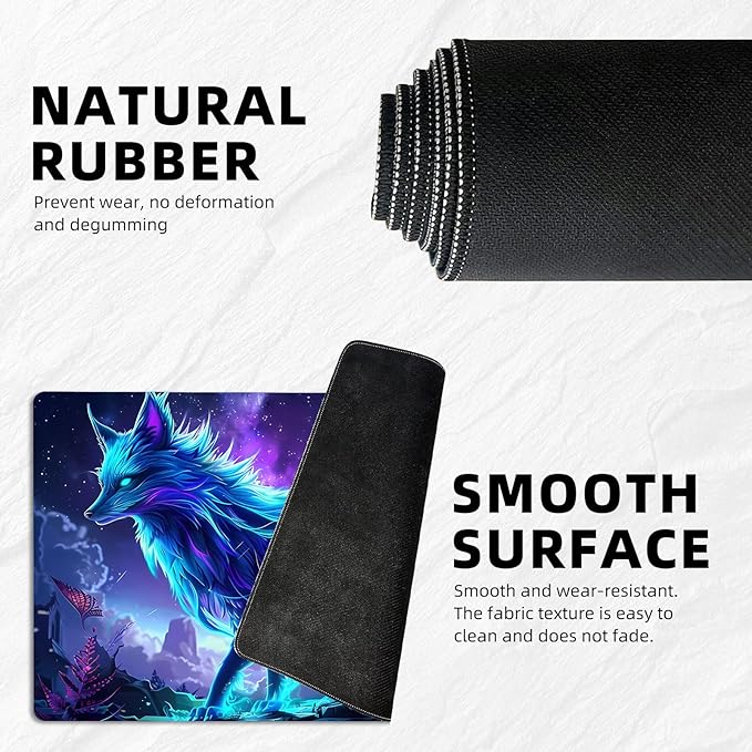 for MTG Playmat with Storage Bags, Card Playmat for TCG Card Playing Game,Rollable & Foldable for PTCG and Board Game Mat for Cards,Non-Slip Glowing Fox Desk Mat for Home Office