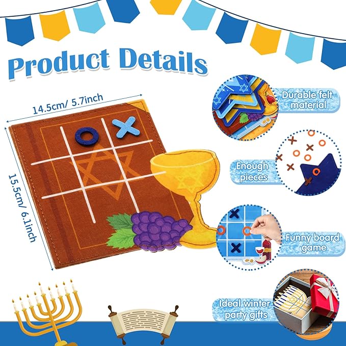 Capoda 24 Pack Passover Games Pesach Seder Tic Tac Toe Strategic Board Game Passover Desk Toys for Pesach Seder Jewish Festival Party Favors Birthday Gift